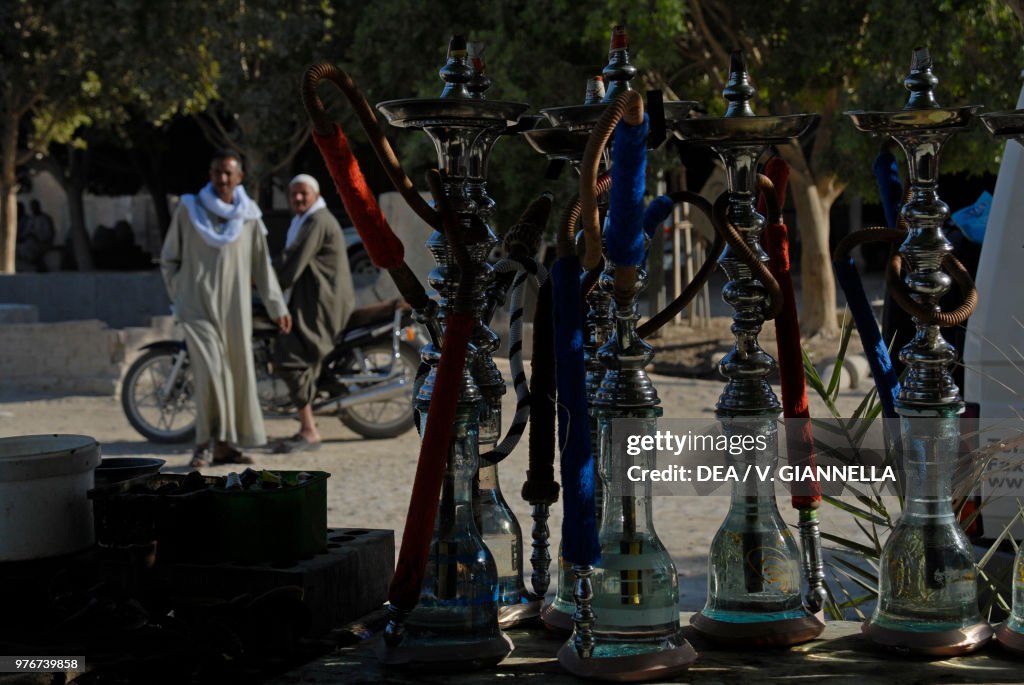 Hookahs for sale in the Bahariya Oasis, Sahara