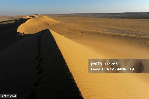 Ridge of a sandy dune in the Western desert, Sahara desert, Egypt.