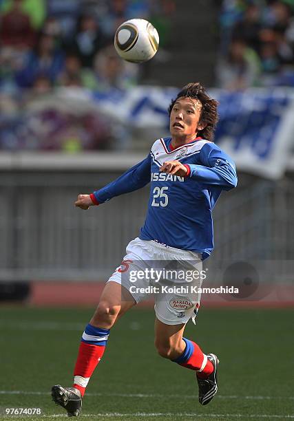 Shunsuke Nakamura of Yokohama F. Marinos in action during the J.League match between Yokohama F. Marinos and Shonan Bellmare at the Nissan Stadium on...