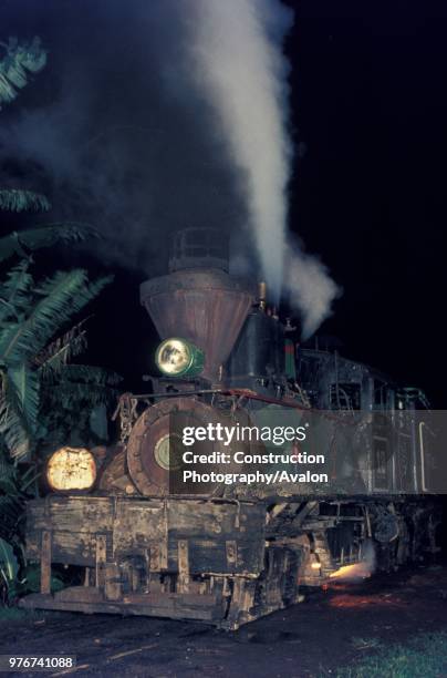 The Insular Lumber Company's 3 truck shay No 12 built by Lima of Ohio at work on the Philippine island of Negros in October 1974.