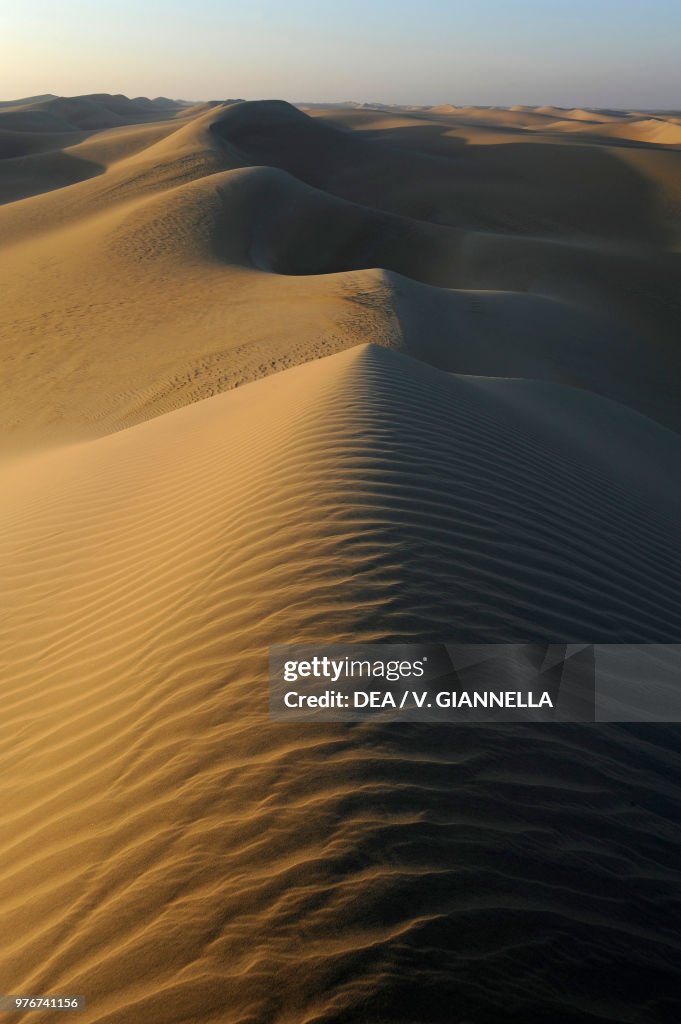 Sandy dunes, sunset, Western desert, Sahara desert
