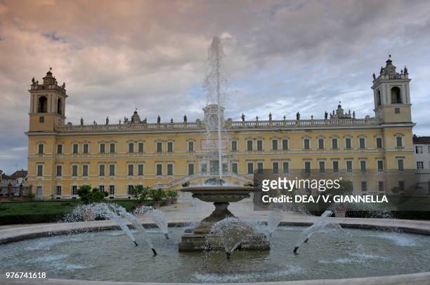 Fountain adorning the French formal garden of the Ducal Palace of Colorno, designed by the architect Ferdinando Galli Bibiena , Emilia-Romagna,...
