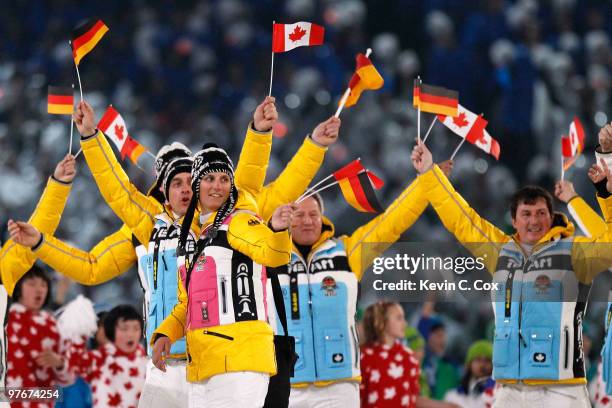 The team of Germany is led through the stadium by flag bearer Frank Hofle during the Opening Ceremony of the 2010 Vancouver Winter Paralympic Games...