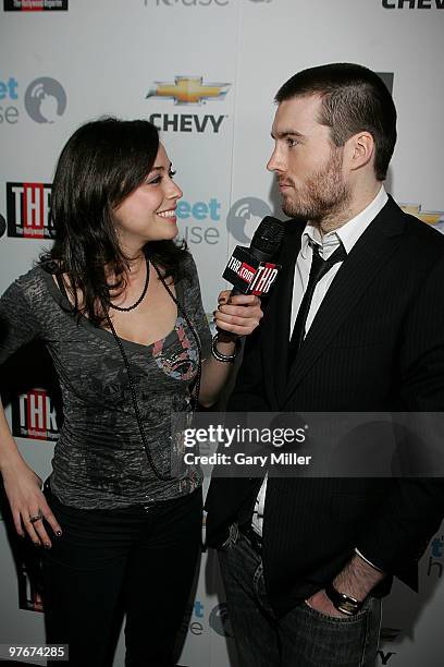 Reporter Shira Lazar interviews Mashable CEO Pete Cashmore on the red carpet at the opening night of SxSW 2010 hosted by The Hollywood Reporter at...