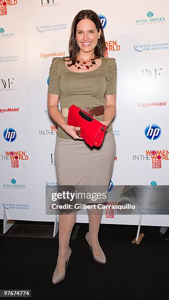 News anchor Contessa Brewer attends "Women In The World: Stories and Solutions" at Hudson Theatre on March 12, 2010 in New York City.