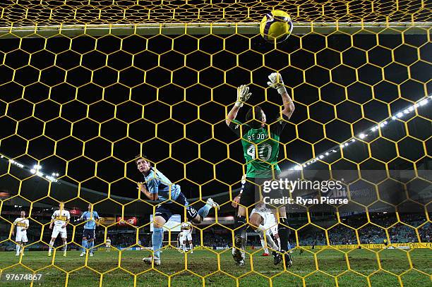 Chris Payne of Sydney scores his teams second goal during the A-League preliminary final match between Sydney FC and the Wellington Phoenix at the...