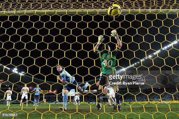 Chris Payne of Sydney scores his teams second goal during the A-League preliminary final match between Sydney FC and the Wellington Phoenix at the...