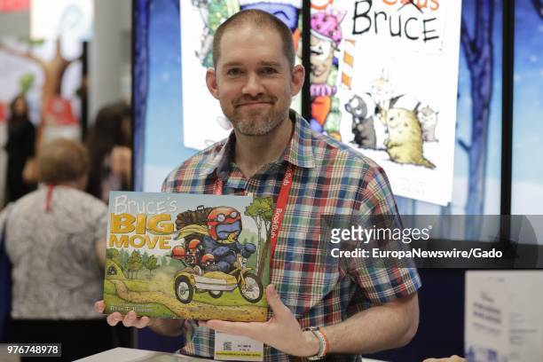 Portrait of author Ryan T Higgins with his book Bruce's Big Move, New York City, New York, May 31, 2018.