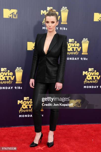 Actor Betty Gilpin attends the 2018 MTV Movie And TV Awards at Barker Hangar on June 16, 2018 in Santa Monica, California.