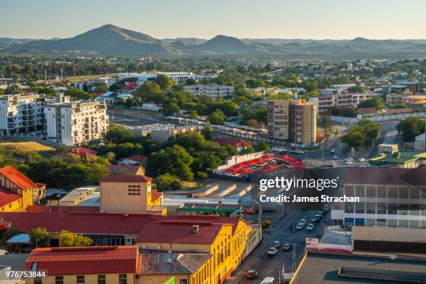 aerial cityscape by day of windhoek, the capital, namibia - strachan stockfoto's en -beelden