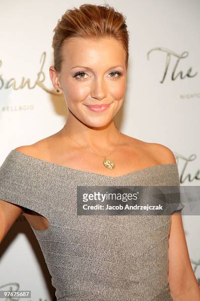 Katie Cassidy arrives at The Bank Nightclub at Bellagio Las Vegas on March 12, 2010 in Las Vegas, Nevada.