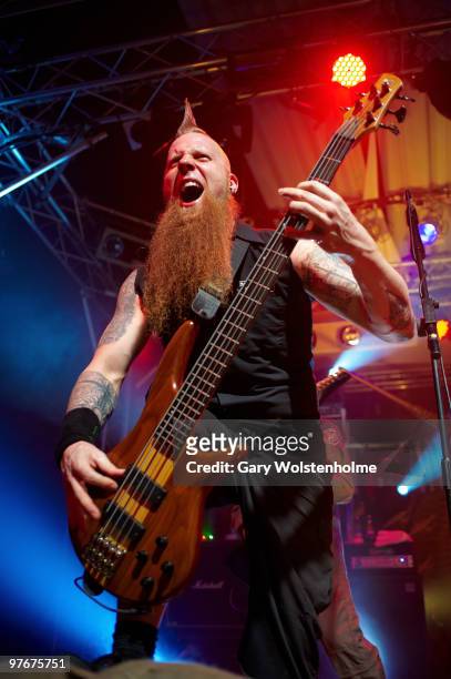 Matt Snell of Five Finger Death Punch performs on stage during day 2 of Hammerfest at Pontins on March 12, 2010 in Prestatyn, Wales.