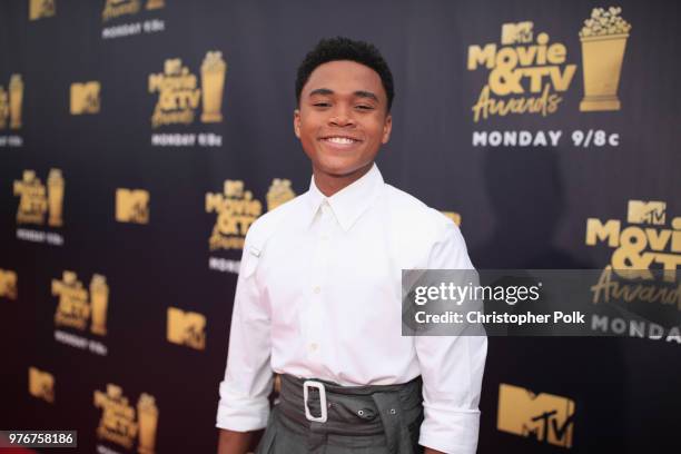 Actor Chosen Jacobs attends the 2018 MTV Movie And TV Awards at Barker Hangar on June 16, 2018 in Santa Monica, California.