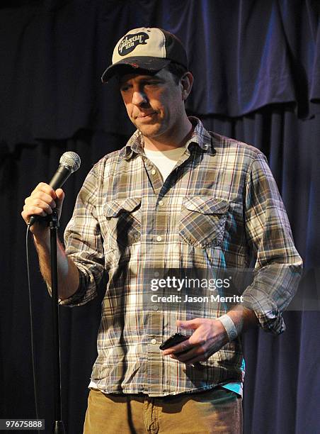 Actor Ed Helms during the "A Night of 140 Tweets" benefit for Artists for Peace and Justice sponsored by 42 Below Vodka at the Upright Citizens...