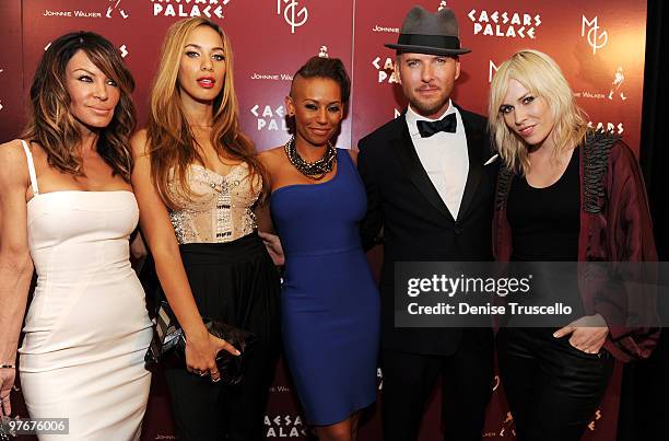 Robin Antin, Leona Lewis, Mel B, Matt Goss and Natasha Bedingfield arrive at Matt Goss' debut performance at Caesars Palace on March 12, 2010 in Las...