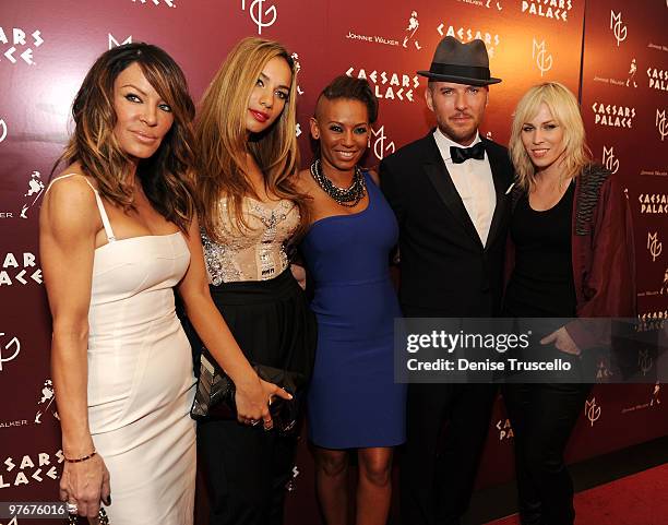 Robin Antin, Leona Lewis, Mel B, Matt Goss and Natasha Bedingfield arrive at Matt Goss' debut performance at Caesars Palace on March 12, 2010 in Las...