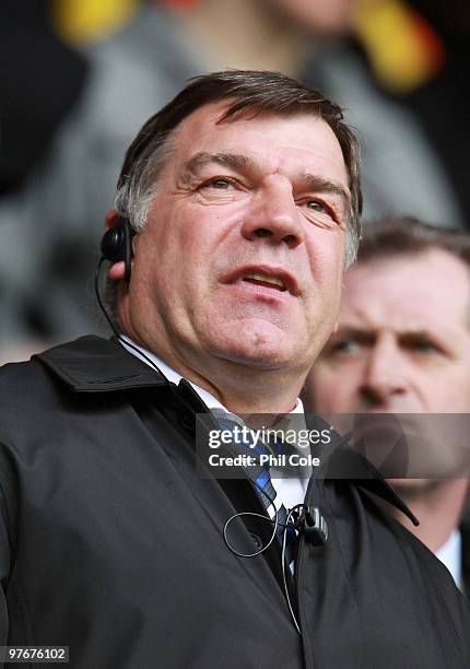 Sam Allardyce, Manager of Blackburn Rovers looks on from the stands ahead of the Barclays Premier League match between Tottenham Hotspur and...