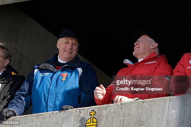 King Harald V of Norway attends the World Cup Nordic at Holmenkollen on March 13, 2010 in Oslo, Norway.