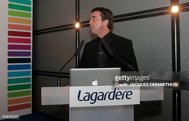 French media and defence group Lagardere CEO Arnaud Lagardere presents the 2009 results of the group, on March 10 during a press conference in...