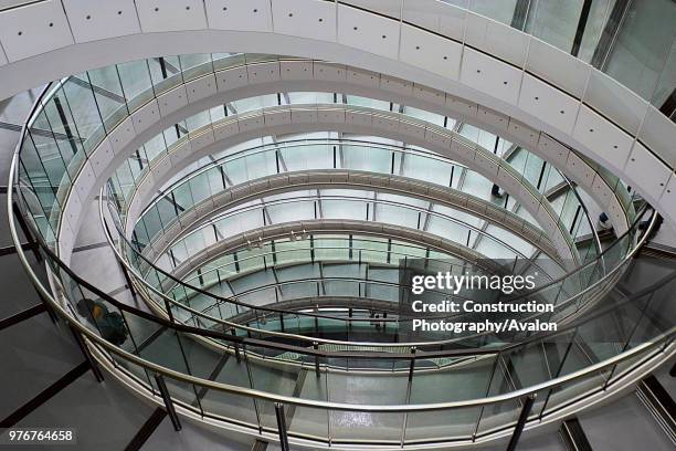 Interior view of City Hall spiral staircase, Greater London Authority building, London, United Kingdom. Architects Norman Foster and Partners....