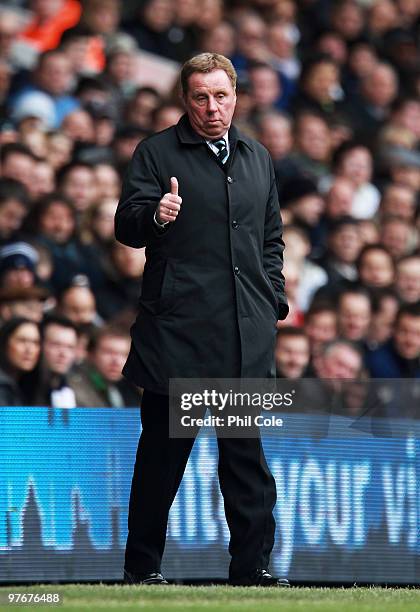 Harry Redknapp, Manager of Tottenham Hotspur gives the thumbs up during the Barclays Premier League match between Tottenham Hotspur and Blackburn...