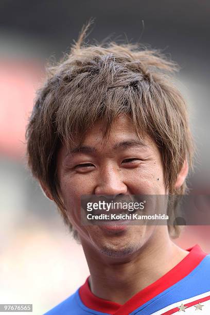 Yuzo Kurihara of Yokohama Marinos is seen during the J.League match between Yokohama Marinos and Shonan Bellmare at the Nissan Stadium on March 13,...