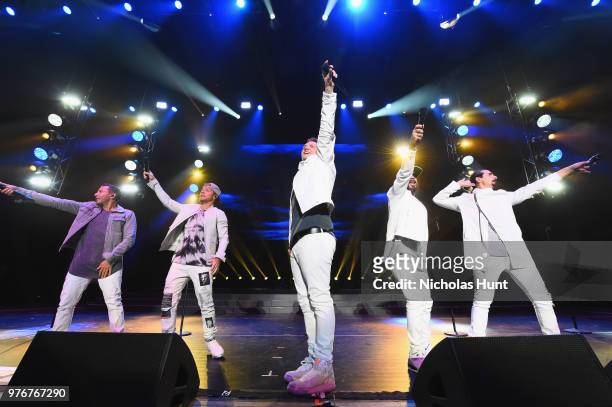 Kevin Richardson, Howie Dorough, Nick Carter, Brian Littrell and AJ McLean of The Backstreet Boys perform at 103.5 KTU's KTUphoria on June 16, 2018...