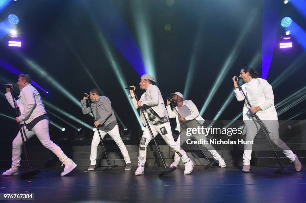 Kevin Richardson, Howie Dorough, Nick Carter, Brian Littrell and AJ McLean of The Backstreet Boys perform at 103.5 KTU's KTUphoria on June 16, 2018...