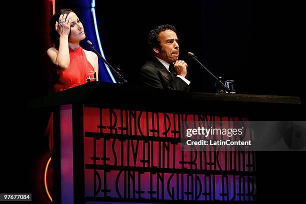 Lumi Cavazos and Damian Alcazar present the award ceremony of the 25th Guadalajara International Film Festival on March 12, 2010 in Guadalajara,...