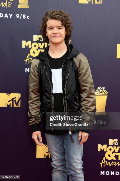 Actor Gaten Matarazzo attends the 2018 MTV Movie And TV Awards at Barker Hangar on June 16, 2018 in Santa Monica, California.
