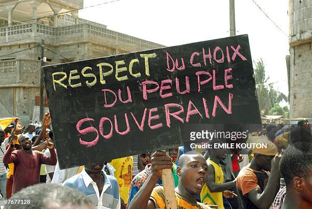 Supporters of the opposition Union of Forces for Change , who claim that opposition leader Jean-Pierre Fabre was robbed of victory by President Faure...