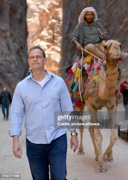 April 2018, Jordan, Petra, President of the German Bundesrat Michael Mueller visits Petra. Photo: Britta Pedersen/dpa-Zentralbild/dpa