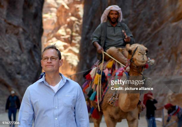April 2018, Jordan, Petra, President of the German Bundesrat Michael Mueller visits Petra. Photo: Britta Pedersen/dpa-Zentralbild/dpa