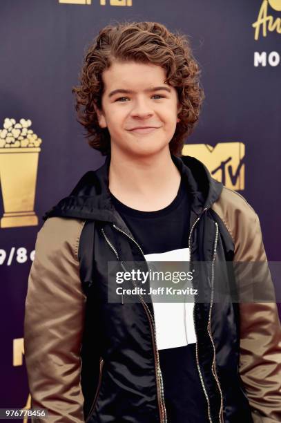 Actor Gaten Matarazzo attends the 2018 MTV Movie And TV Awards at Barker Hangar on June 16, 2018 in Santa Monica, California.