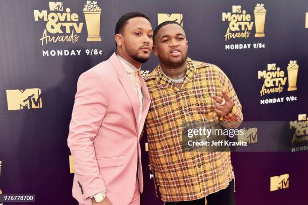 Rapper Romeo Miller and DJ Mustard attend the 2018 MTV Movie And TV Awards at Barker Hangar on June 16, 2018 in Santa Monica, California.