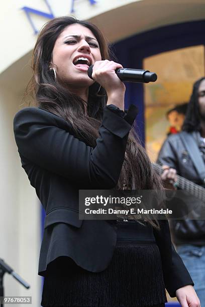 Gabriella Cilmi performs at Music for Mums, in support of Marie Curie in Covent Garden on March 13, 2010 in London, England.