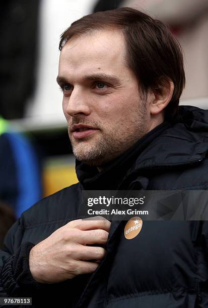 Head coach Thomas Tuchel of Mainz pauses before the Bundesliga match between FSV Mainz 05 and 1. FC Koeln at the Bruchweg Stadium on March 13, 2010...