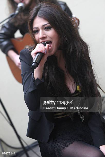 Gabriella Cilmi performs at Music for Mums, in support of Marie Curie in Covent Garden on March 13, 2010 in London, England.