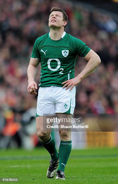 Brian O'Driscoll of Ireland during the RBS Six Nations match between Ireland and Wales at Croke Park Stadium on March 13, 2010 in Dublin, Ireland.