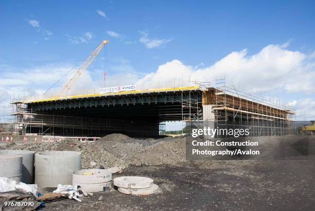All the composite bridge sections in place that will be the over pass on the completed junction.