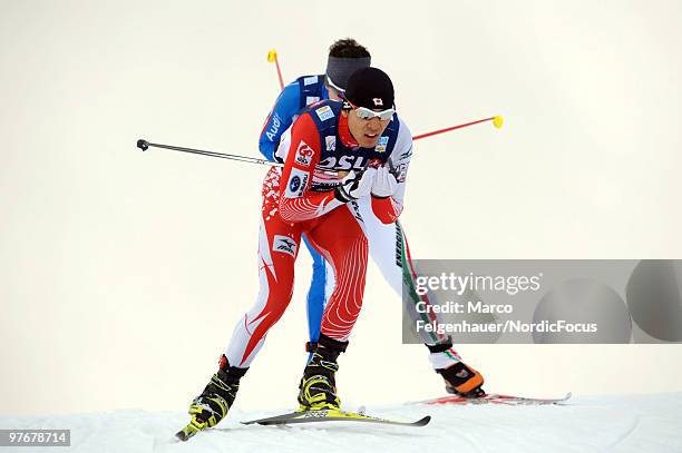 Akito Watabe of Japan competes in the team Gundersen 4x5km Cross Country event during day one of the FIS Nordic Combined World Cup on March 13, 2010...