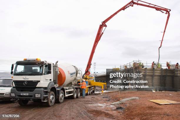 Concrete pump at work.