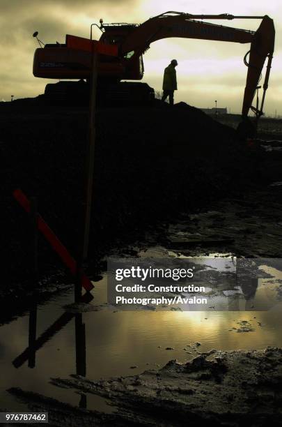 Construction machinery at work.