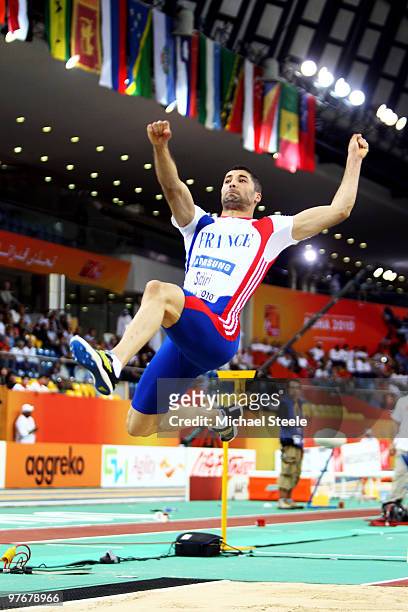 Salim Sdiri of France competes in the Mens Long Jump Final during Day 2 of the IAAF World Indoor Championships at the Aspire Dome on March 13, 2010...
