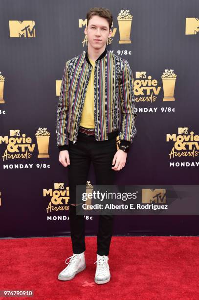 Actor Devin Druid attends the 2018 MTV Movie And TV Awards at Barker Hangar on June 16, 2018 in Santa Monica, California.