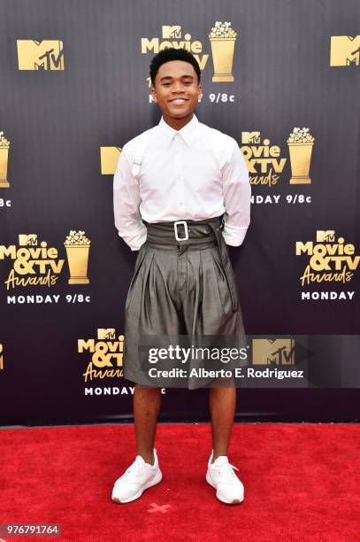 Actor Chosen Jacobs attends the 2018 MTV Movie And TV Awards at Barker Hangar on June 16, 2018 in Santa Monica, California.