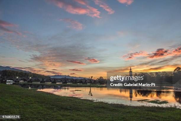 sunset in ponte de lima - ponte de lima stock pictures, royalty-free photos & images