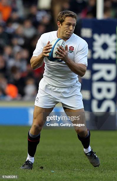 Jonny Wilkinson of England in action during the RBS Six Nations Championship match between Scotland and England at Murrayfield Stadium on March 13,...