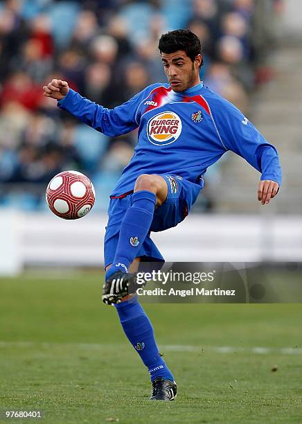 Miguel Torres of Getafe in action during the La Liga match between Getafe and Mallorca at Coliseum Alfonso Perez on March 13, 2010 in Getafe, Spain.