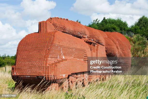 The Train, a sculpture made entirely of bricks 754 to be precise, by the artist, David Mach on the outskirts of Darlington, North East, UK.